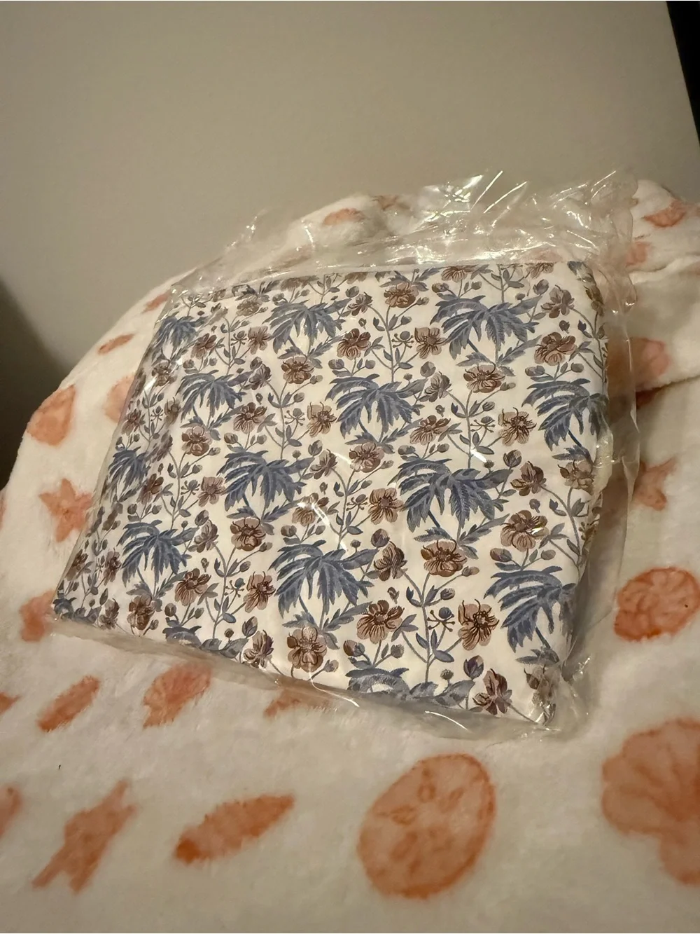 Floral Blue and Brown Cosmetic Pouch Set